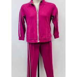 Monterey Bay Wind Suit Women's Size M Petite Raspberry Pink Lounge Set Cotton